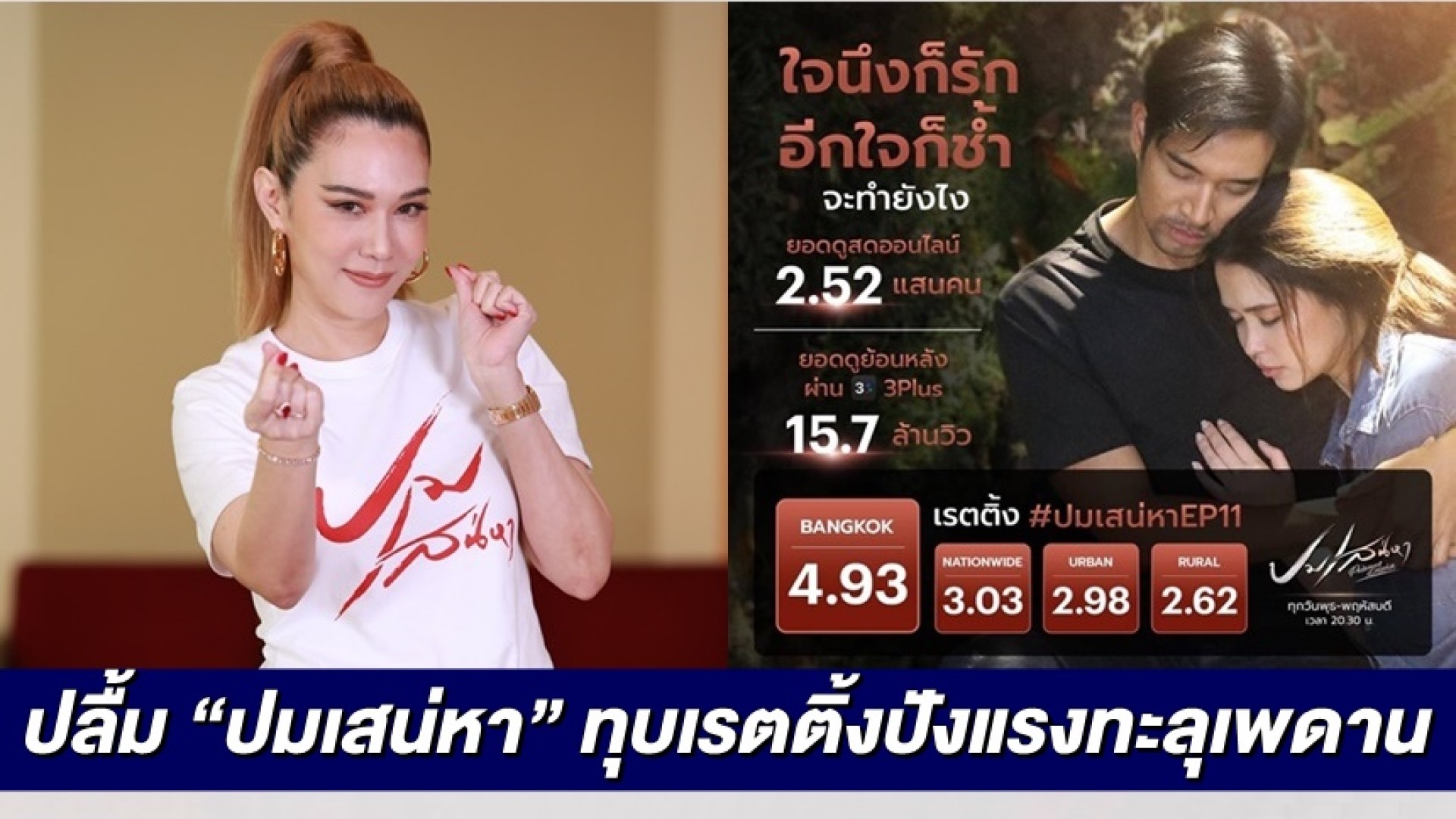 “เมย์ ปทิดา” ยิ้ม “ปมเสน่หา” ทุบเรตติ้งปังแรงทะลุเพดาน ลุ้นหนักบทสรุปชีวิตรัก “พายุ-ปาริฉัตร” 3 ตอนสุดท้าย!